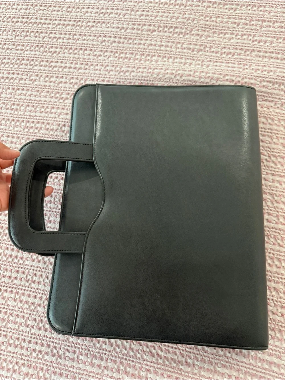 Structured Black Leather Briefcase for Men with Top Handle
